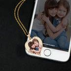 Heart Photo Pendant with Diamond Cut Edge with 18 Inch Chain