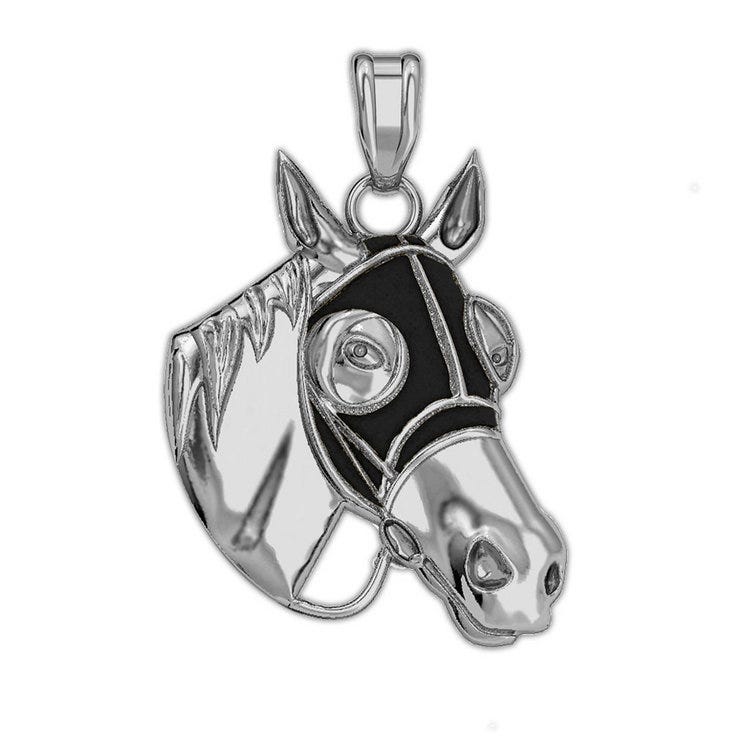 Racehorse with Blinder Mask Horse Pendant with Color of Your Choice