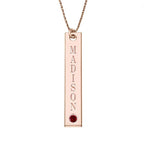Personalized Vertical Name Necklace with Birthstone and 18" Chain
