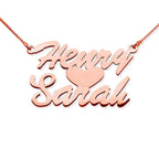 Stacked Script Name Necklace with Heart