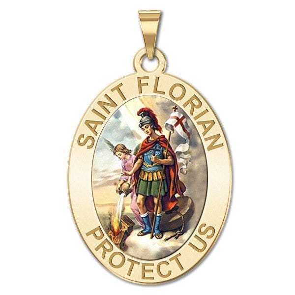 Saint Florian Oval Religious Medal "Color"