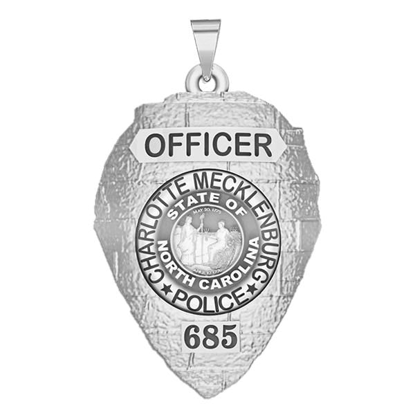 Personalized Charlotte-Mecklenburg North Carolina Police Badge with Rank and Number