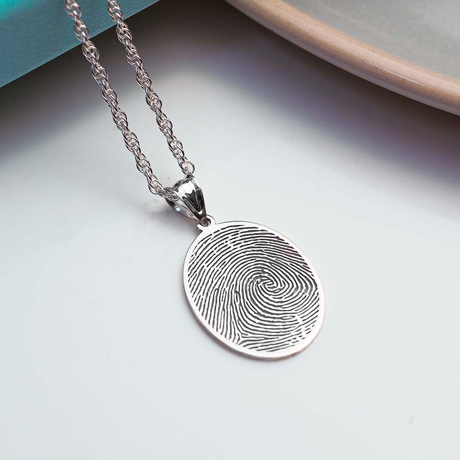 Custom Fingerprint Oval Charm or Pendant