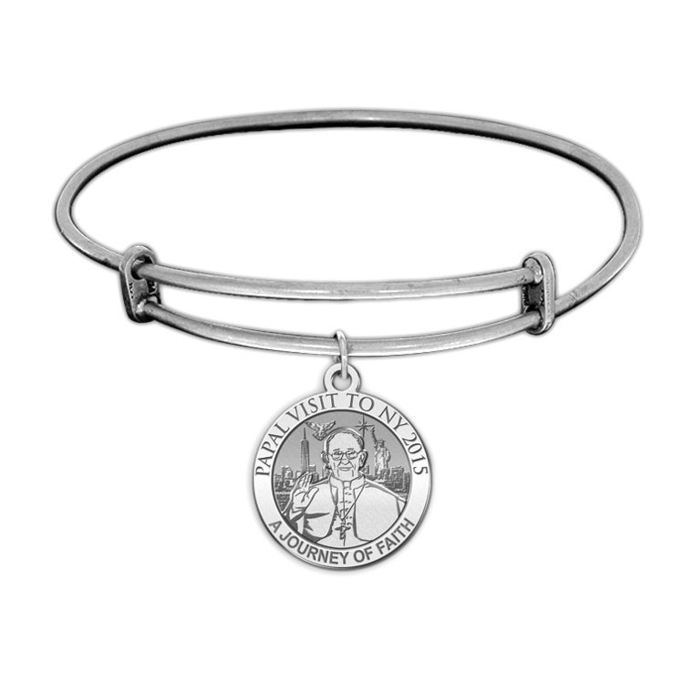 Pope Francis Expandable Embossed Bracelet W/ Papal Visit NY 2015