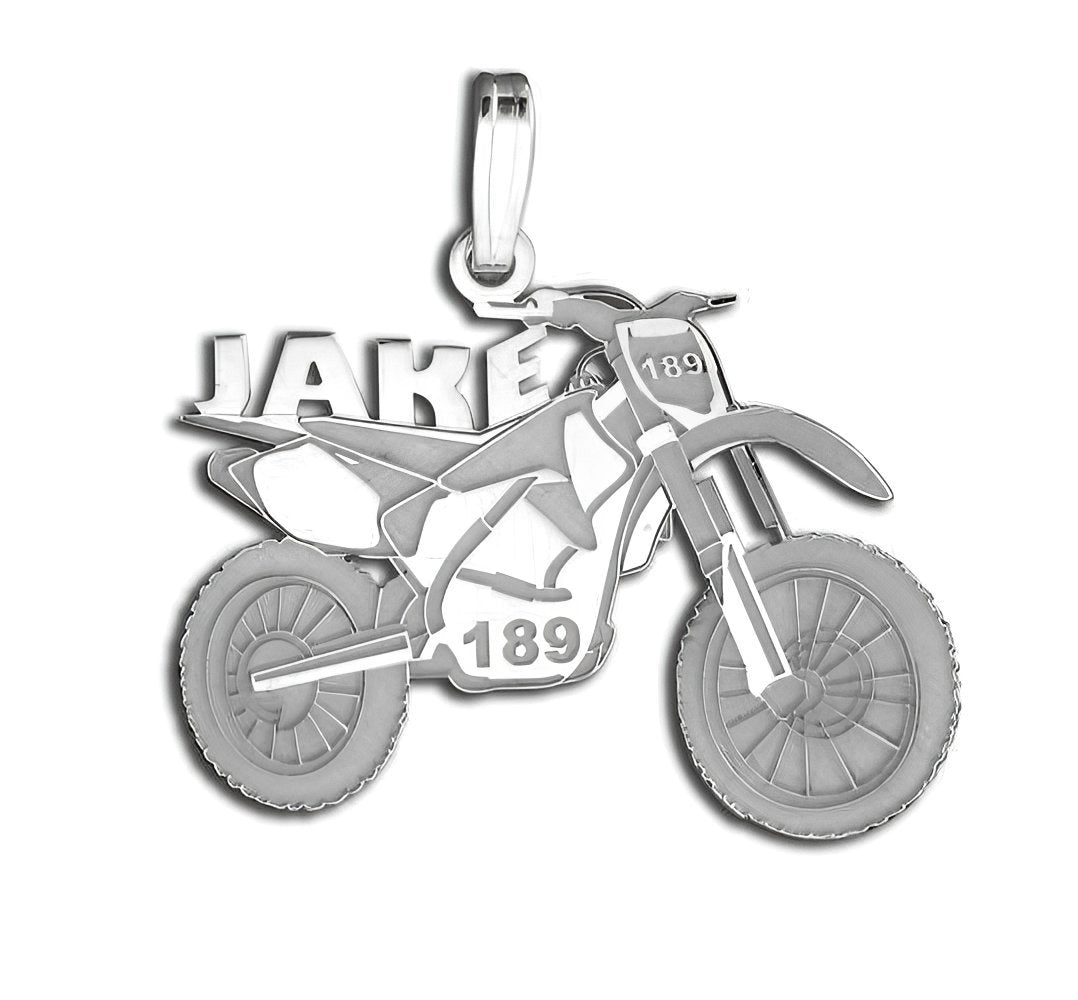 Custom Motocross Bike Charm or Pendant with Name & Number