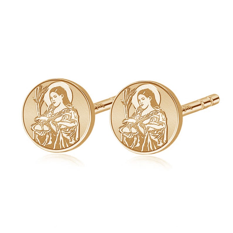 Pair Of Saint Agatha Stud Earrings