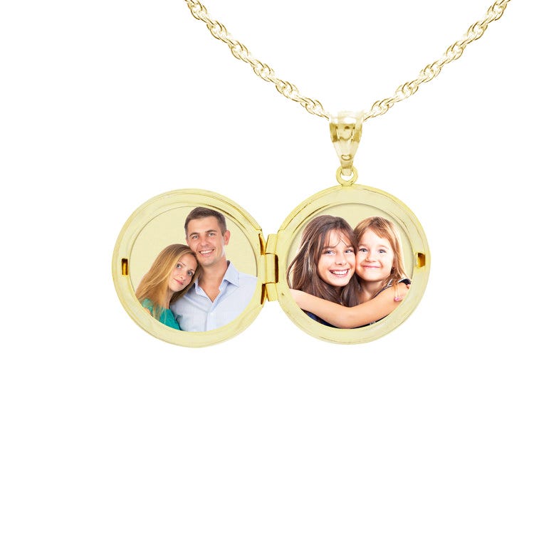 Solid 14K Yellow Gold Blessed Mother Round Photo Locket