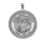Jesus Mary Joseph Round Rope Border Religious Medal