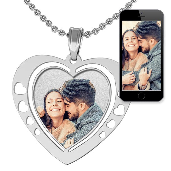 Heart Photo Pendant/Charm with Heart Cut Outs