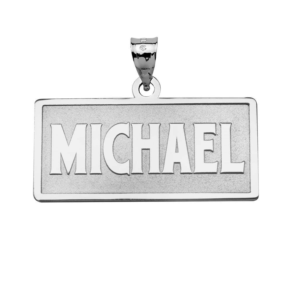 Block Style Horizontal Rectangle Name Necklace