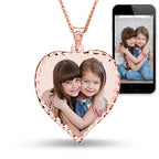 Heart Photo Pendant with Diamond Cut Edge with 18 Inch Chain