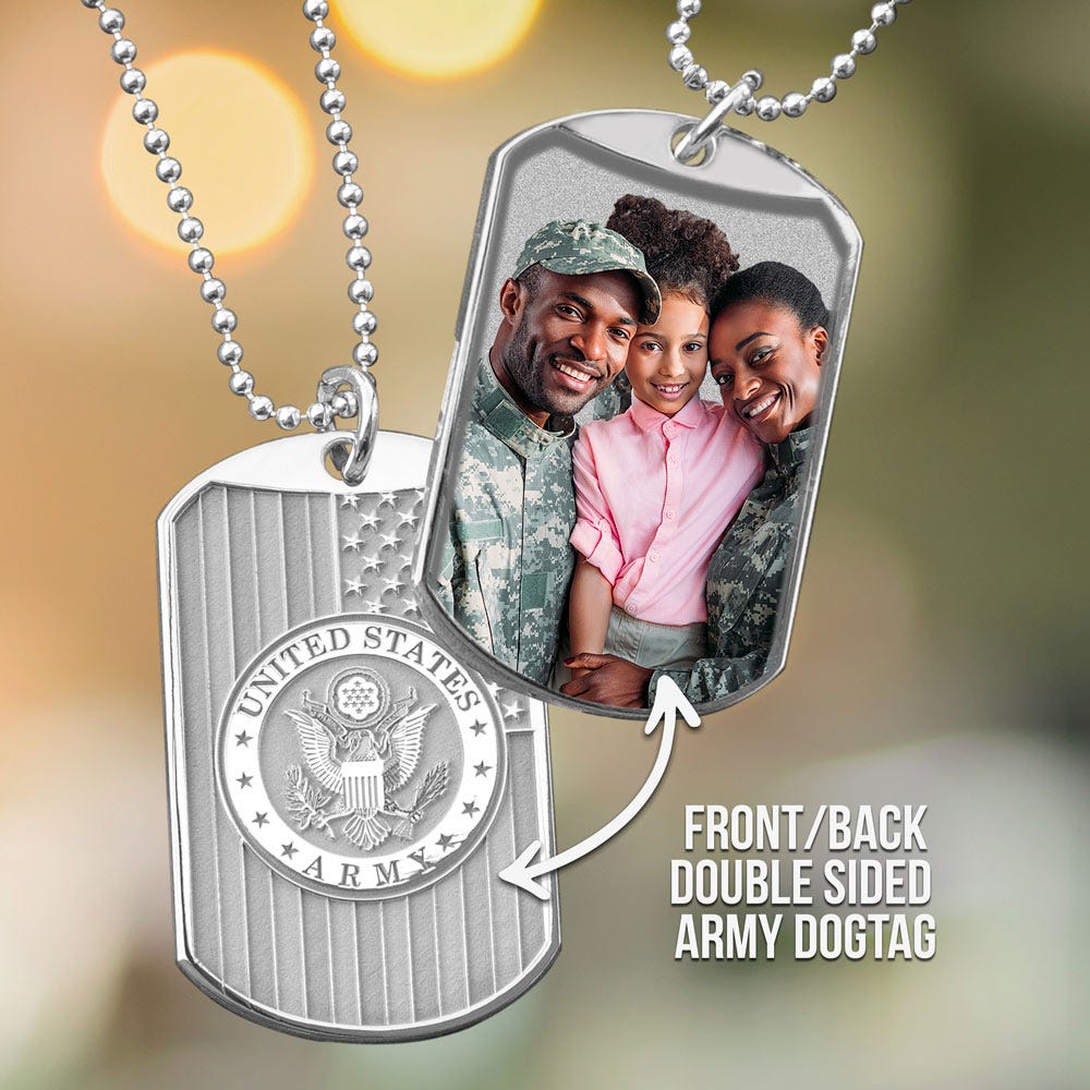 Officially Licensed Reversible US Army Photo Engraved Dog Tag