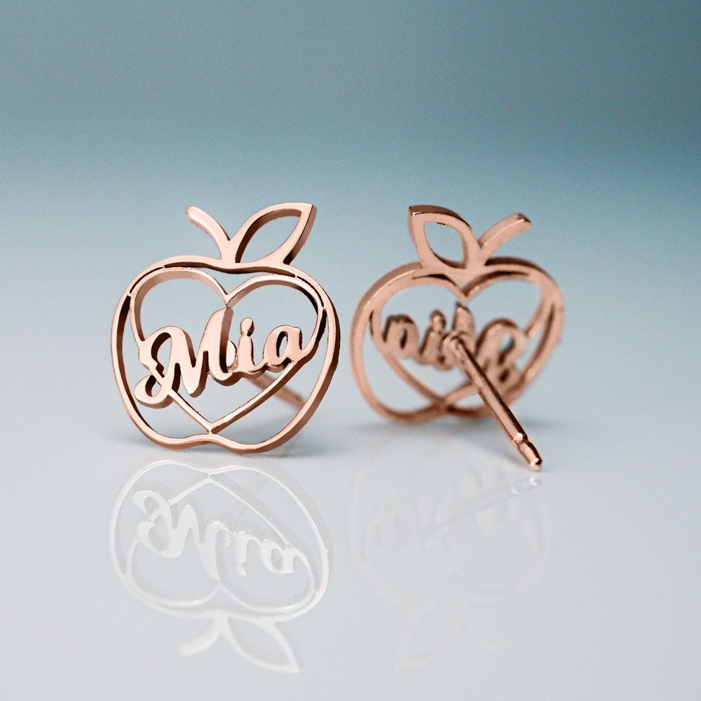 Personalized Teacher Apple Earrings