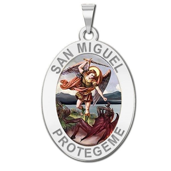 San Miguel Oval Color Religious Medal
