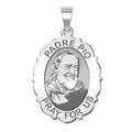 Padre Pio Scalloped Oval Medal