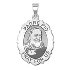 Padre Pio Scalloped Oval Medal