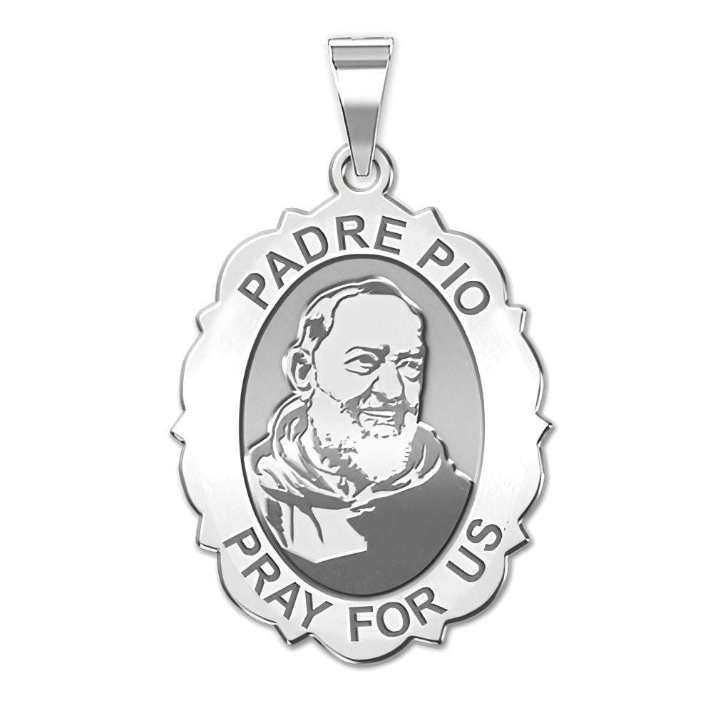 Padre Pio Scalloped Oval Medal