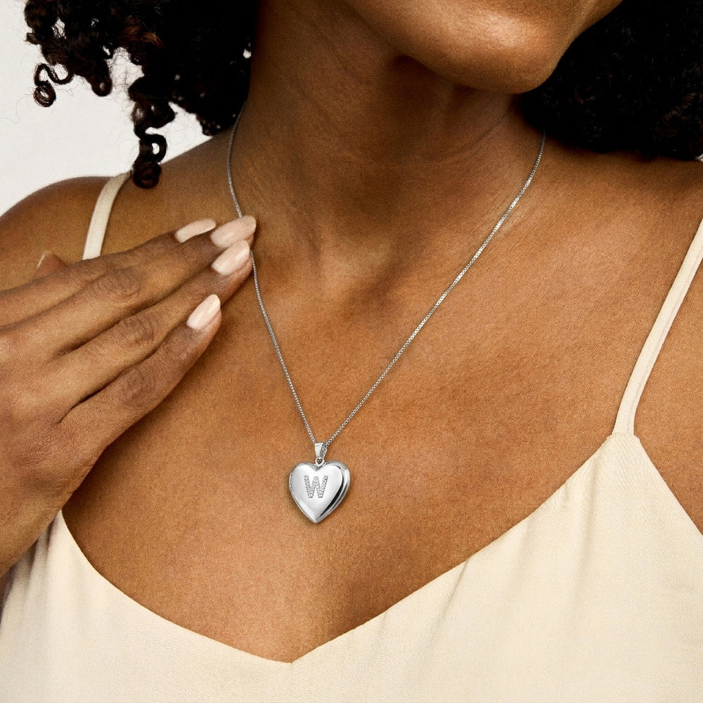 Locket with Raised Diamond Initial