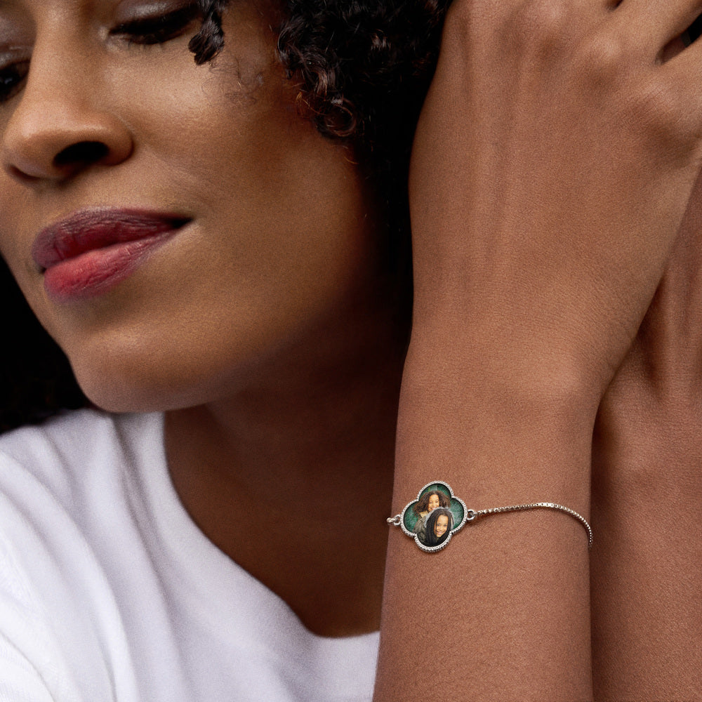 Adjustable Clover Photo Bracelet