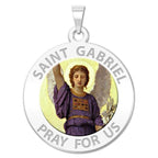 Saint Gabriel Round Religious Medal "Color