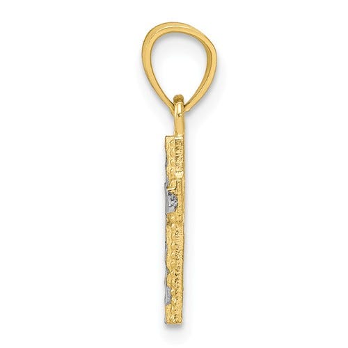Gold Plated Diamond-Cut Cross Pendant