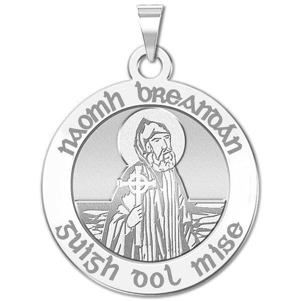 Saint Brendan - Gaelic - Round Religious Medal