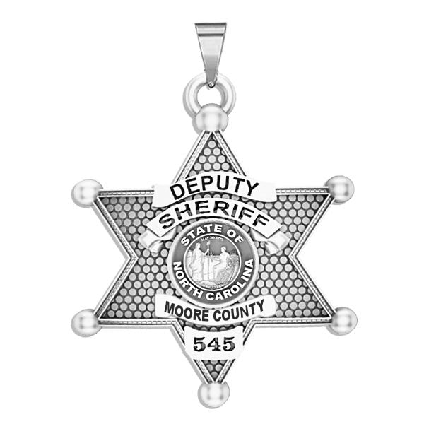Personalized North Carolina 6-Point Star Sheriff Badge with Rank, Number & Dept.