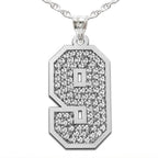 Jersey Single Number Charm or  Pendant Paved with Diamonds