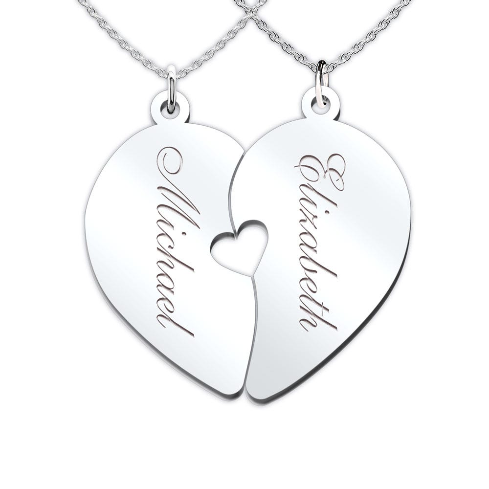 Couple's Engravable Two-Heart Pendant