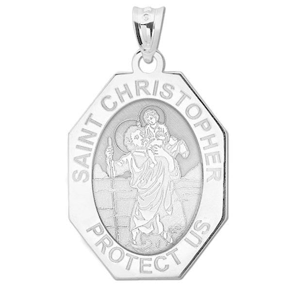 Saint Christopher Long Octagon Religious Medal