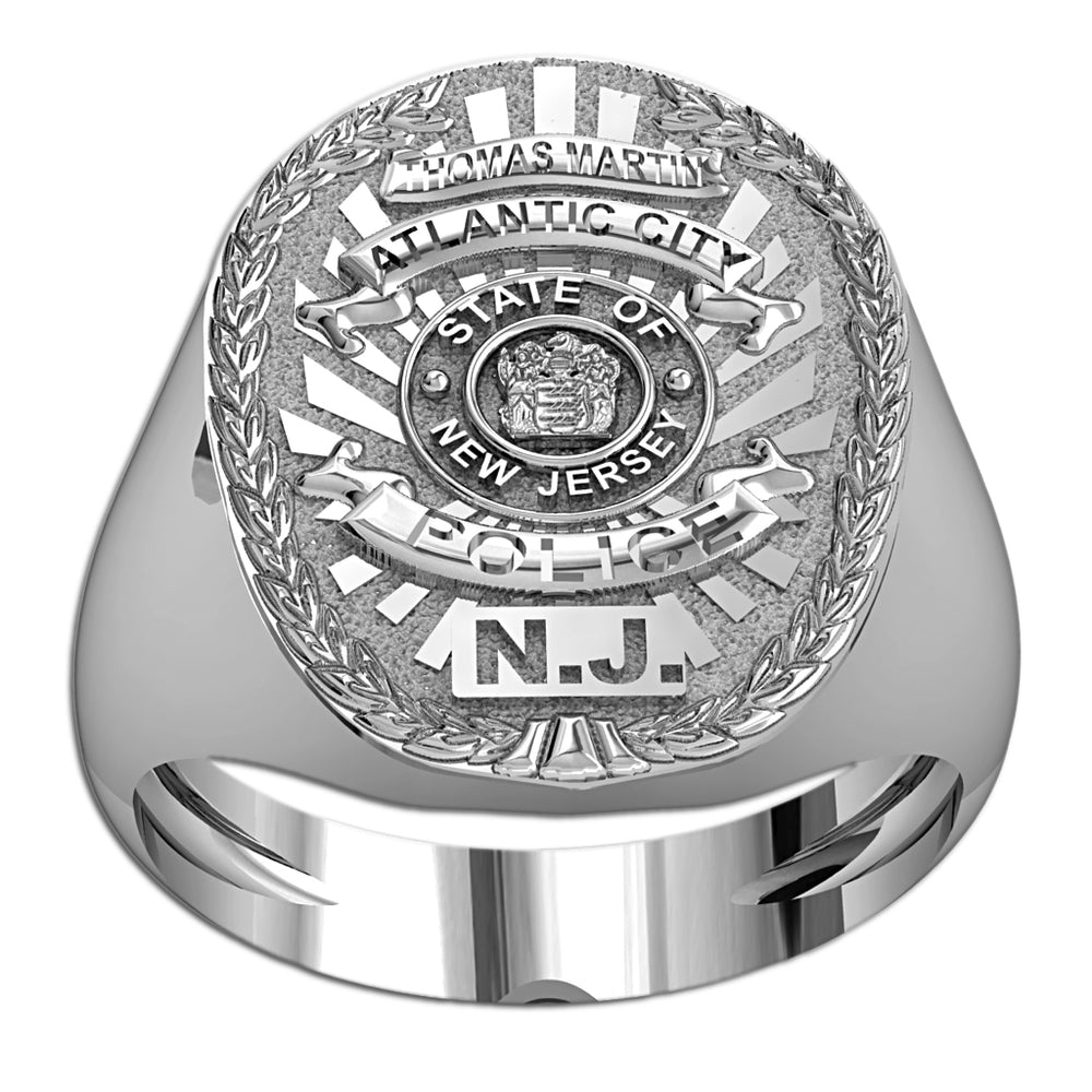 Personalized New Jersey Police Badge Ring with Name & Department