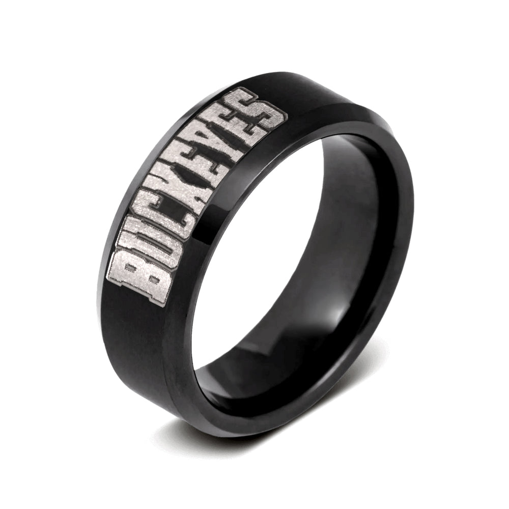Officially Licensed Ohio State University College Black Stainless Ring