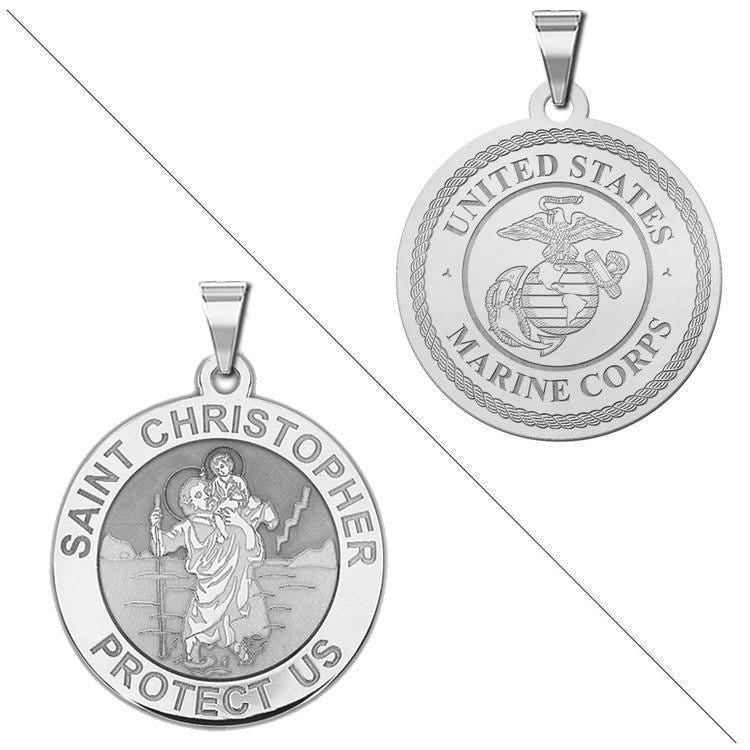 Saint Christopher Doubledside Marines Religious Medal