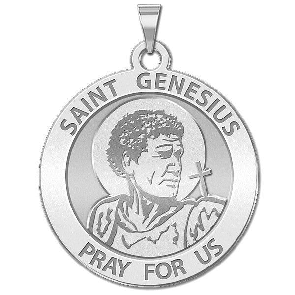 Saint Genesius Round Religious Medal (Traditional)