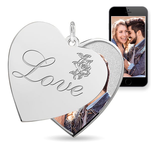 Love Heart Swivel Photo Pendant