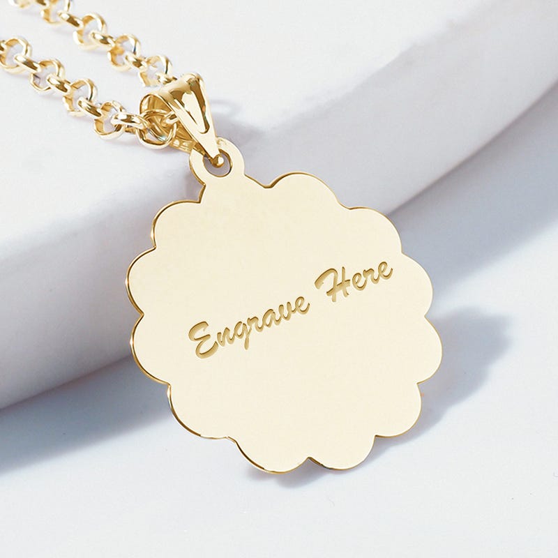 Engravable Round Beveled Charm or Pendant