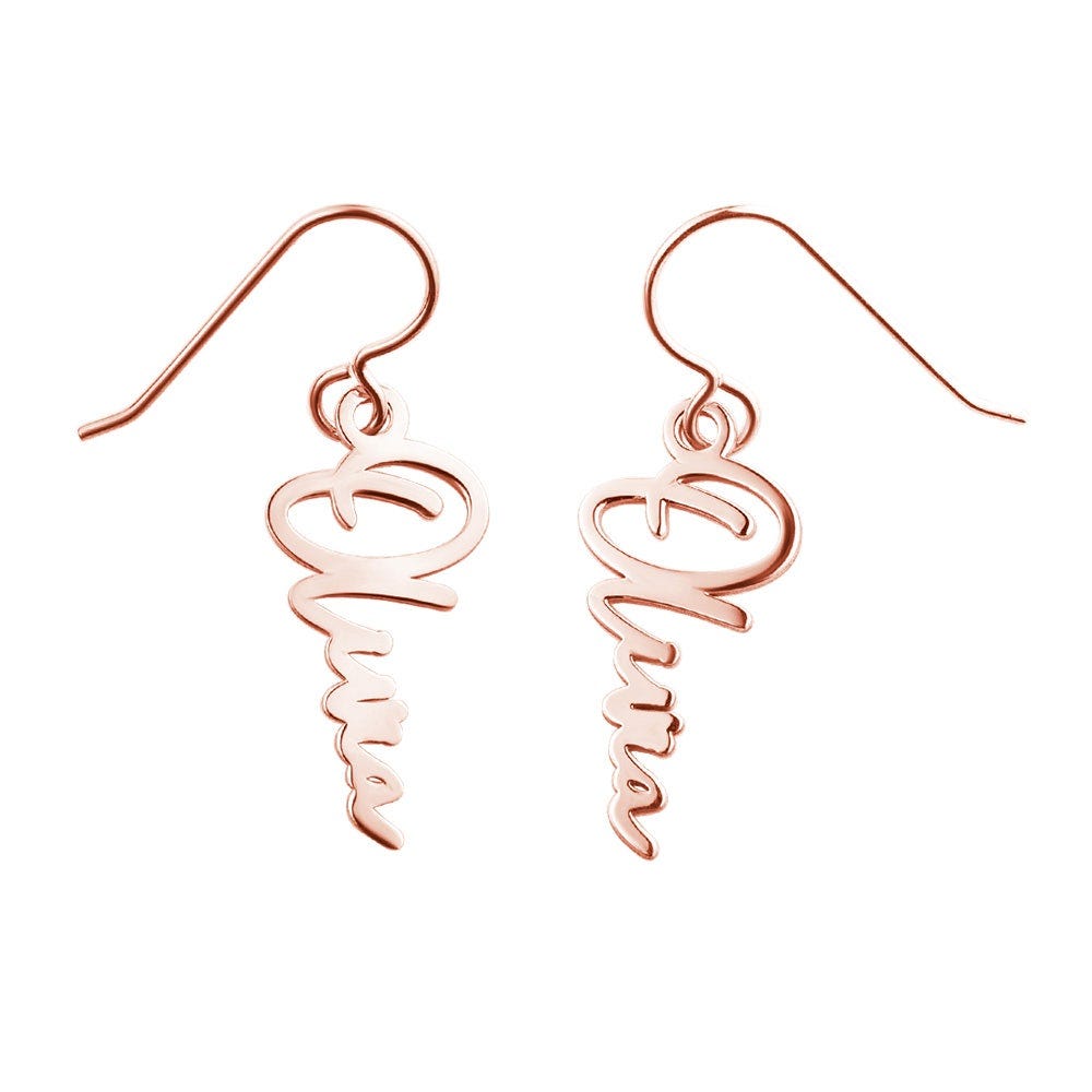 Modern Script Name Dangle Earrings