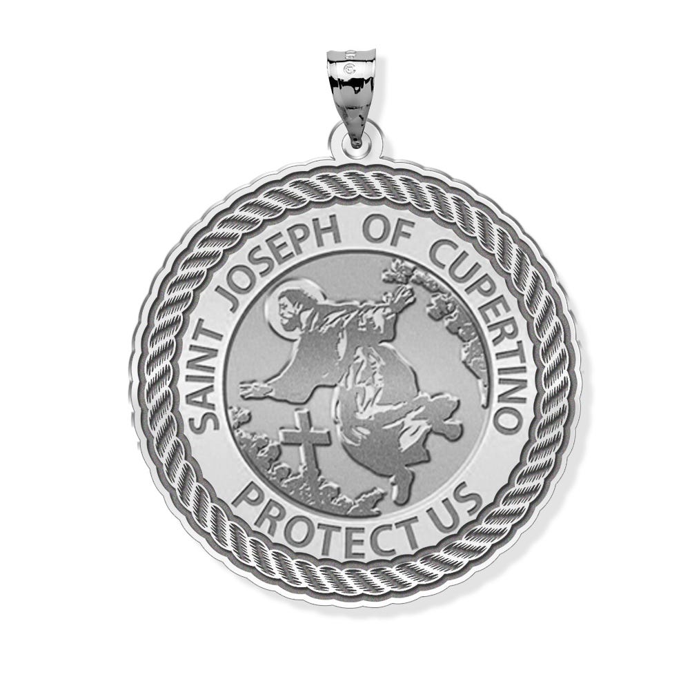 Saint Joseph Of Cupertino Round Rope Border Religious Medal