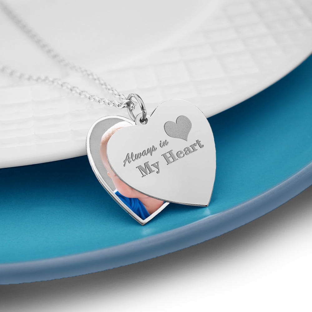 Always In My Heart Heart Swivel Photo Pendant