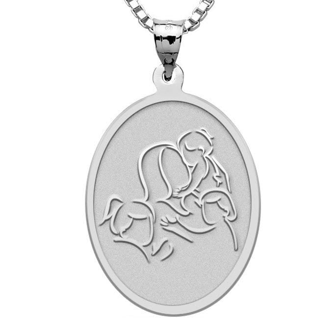 Mother with Three Daughters - Oval Pendant