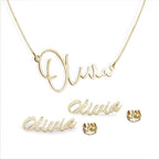 Modern Script Name Necklace and Earring Set