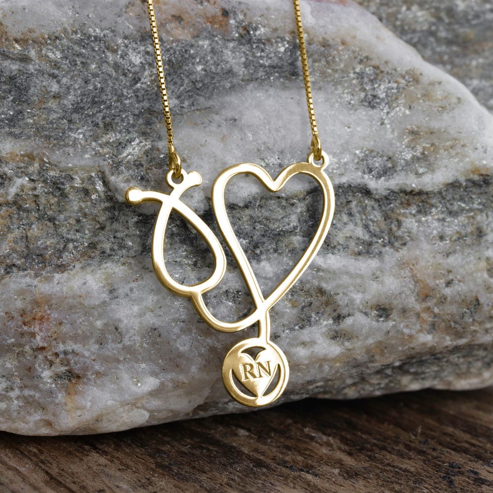 Personalized Nurse Stethoscope Necklace with Chain