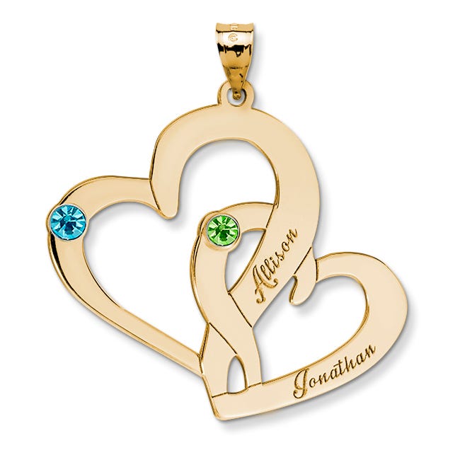 Personalized Couple's Heart Pendant with Birthstones