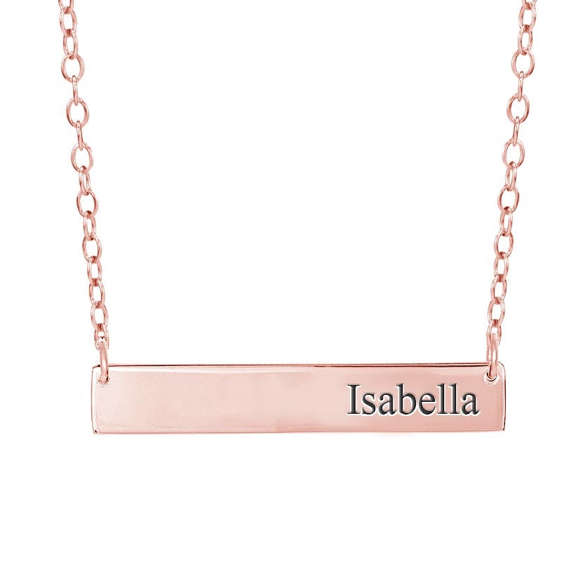 Personalized Name Bar Necklace with Chain