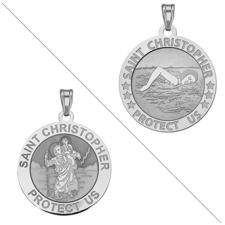 Swimmer (Female) - Saint Christopher Doubledside Sports Religious Medal