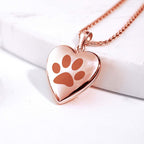 Rose Gold Plated "Dog Paw Print" Heart Photo Locket