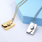 Stainless Steel Embossed Heart Envelope Photo Locket