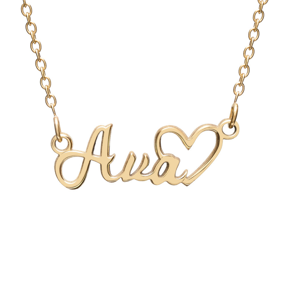 Script Name Necklace with Open Heart