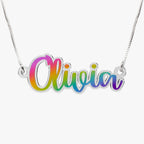Script Rainbow Enameled Name Necklace