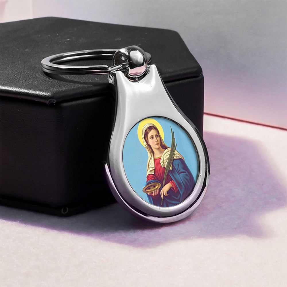 Stainless Steel Color Saint Lucy Keychain